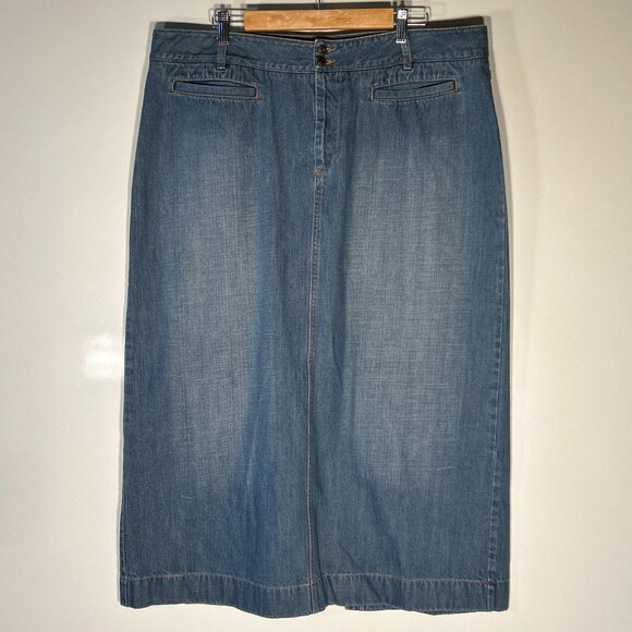 Old Navy Authentic Vintage SZ 20 Low Rise Blue Denim Maxi Skirt Essential Wester - Picture 1 of 6